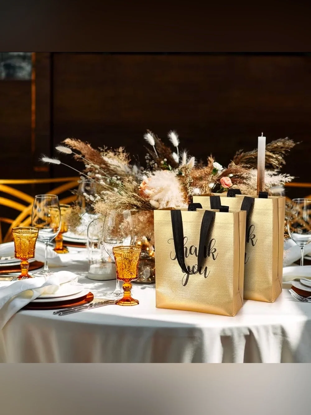 Total of 8 ‘Thank You Party Gold/Black Bags’